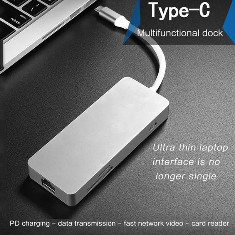 Type-C to HDMI Adapter, 7 in 1 USB C HUB Dock with 4K HDMI Output, SD Card Reader for Macbook, ChromeBook Type-C Devices
Type-C to HDMI Adapter, 7 in 1 USB C HUB Dock with 4K HDMI Output, SD Card Reader for Macbook, ChromeBook Type-C Devices