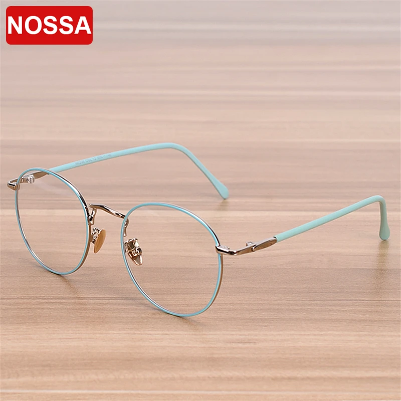 NOSSA Brand Glasses Frame Women Men Retro Round Metal Eyeglasses Frames Students Myopia Spectacle Frame Blue White Pink Brass
NOSSA Brand Glasses Frame Women Men Retro Round Metal Eyeglasses Frames Students Myopia Spectacle Frame Blue White Pink Brass