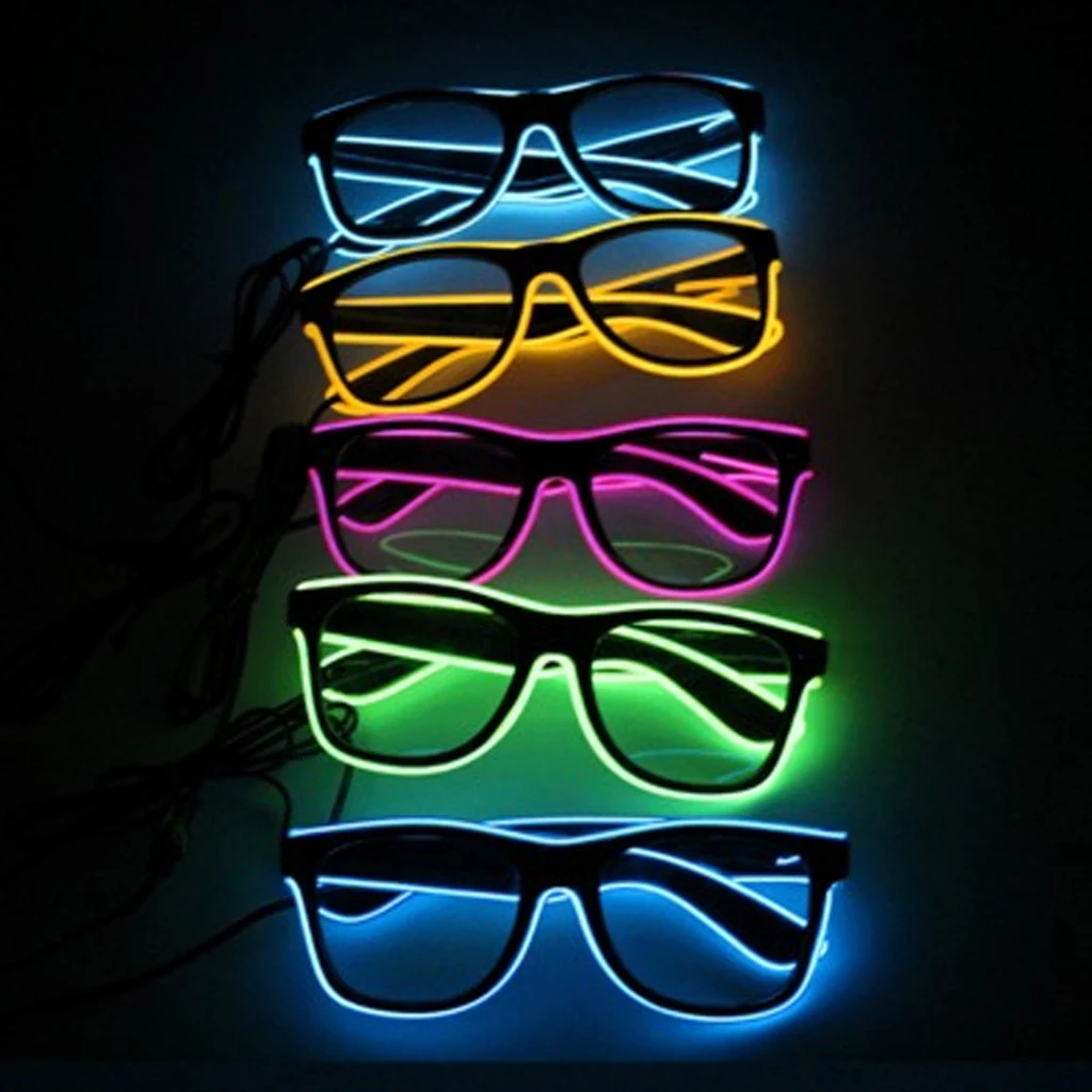 Flashing EL Wire Led Glasses Luminous Party Decor Lighting Classic Bright LED Light Up Halloween SunGlasses Novelty Gift | Дом и сад