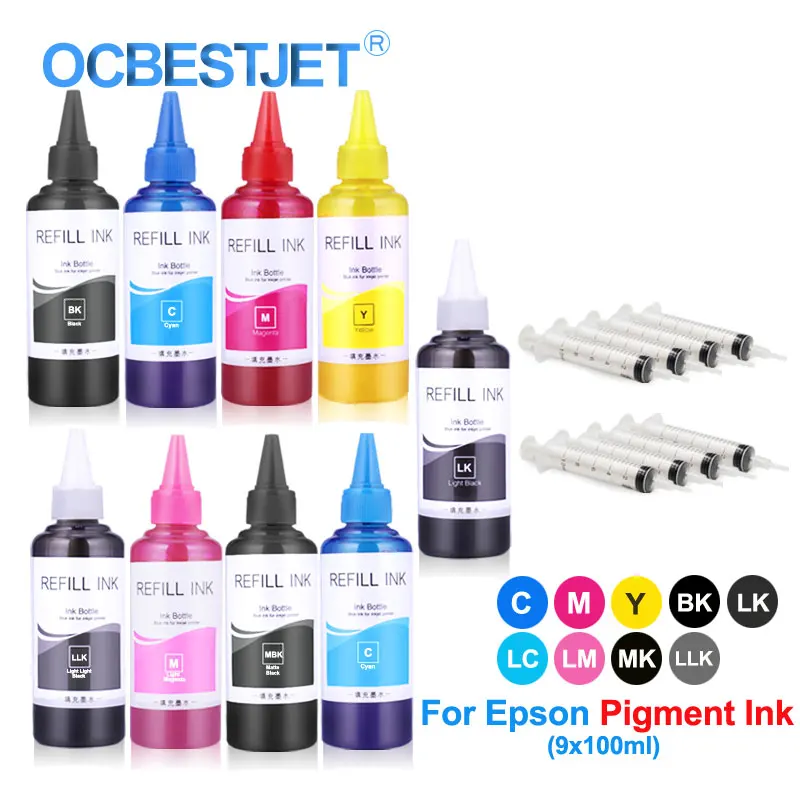 9x100ml Refill Pigment Ink Bottle For Epson P600 P608 P800 P807 P808 3800 3850 3880 3890 Printer Ink (BK C M Y LC LM LK LLL MK)
9x100ml Refill Pigment Ink Bottle For Epson P600 P608 P800 P807 P808 3800 3850 3880 3890 Printer Ink (BK C M Y LC LM LK LLL MK)