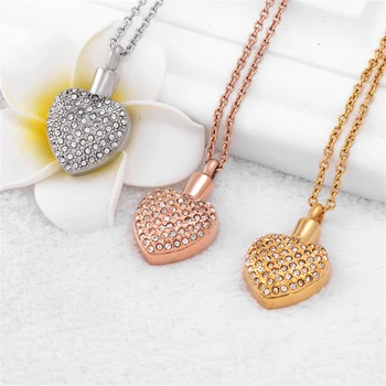 Shiny Crystal Inlay Cremation Urn Necklace Memorial Jewelry Stainless steel Ashes Keepsake 
Shiny Crystal Inlay Cremation Urn Necklace Memorial Jewelry Stainless steel Ashes Keepsake