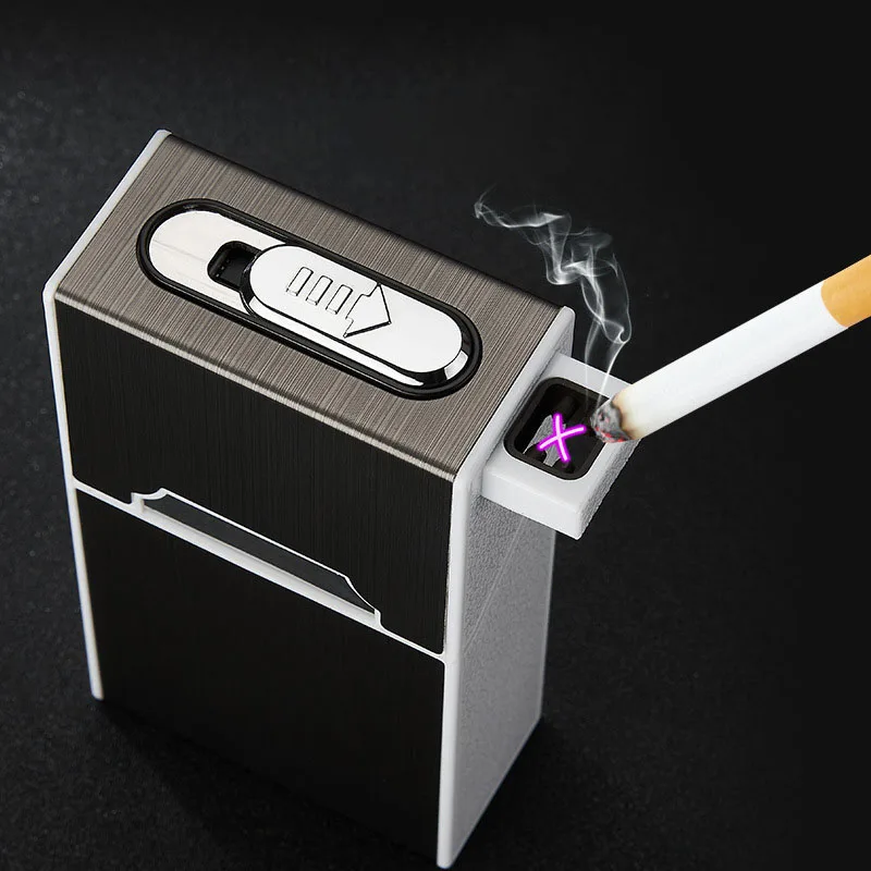 Portable Double Arc USB Electronic Cigarette Case With Lighter 20pcs Cigarette Holder Lighter Gadgets Cigarette Box For Men
Portable Double Arc USB Electronic Cigarette Case With Lighter 20pcs Cigarette Holder Lighter Gadgets Cigarette Box For Men