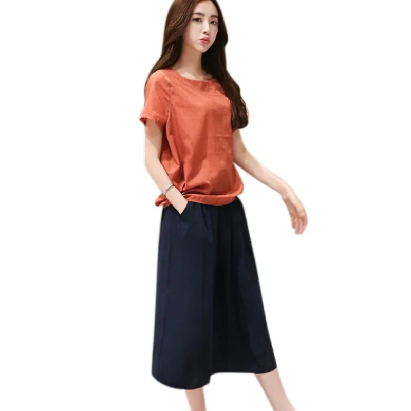 2 Piece set Korea style linen dress women 2018 New large size M-2XL O-neck Summer dress Female fashion Women's suit dresses
2 Piece set Korea style linen dress women 2018 New large size M-2XL O-neck Summer dress Female fashion Women's suit dresses