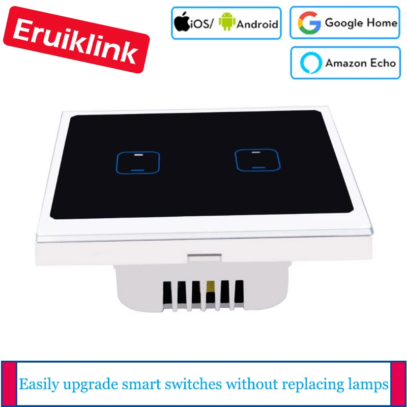 EU/UK Standard EWelink APP Control Light Switch, 2 Gang Remote Control Switch Screen Light Switch Crystal Glass Panel
EU/UK Standard EWelink APP Control Light Switch, 2 Gang Remote Control Switch Screen Light Switch Crystal Glass Panel