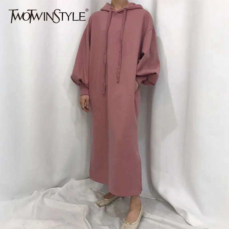 TWOTWINSTYLE Casual Hooded Sweatshirt Dress Lantern Long Sleeve Ovesized Midi Dresses Hoodies Female 2019 Autumn Winter Big Size
TWOTWINSTYLE Casual Hooded Sweatshirt Dress Lantern Long Sleeve Ovesized Midi Dresses Hoodies Female 2019 Autumn Winter Big Size