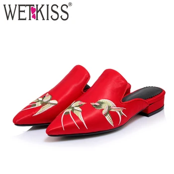 WETKISS Size 34-43 Pointed Toe Chunky Heels Mules Chinese Ethnic Style Embroidery Summer Slippers Casual Shoes Woman Slides
WETKISS Size 34-43 Pointed Toe Chunky Heels Mules Chinese Ethnic Style Embroidery Summer Slippers Casual Shoes Woman Slides