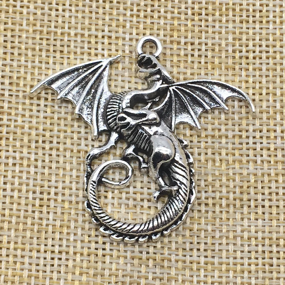 10 шт. Подвески в виде дракона Fly Dragon подвеска античном стиле серебряного цвета