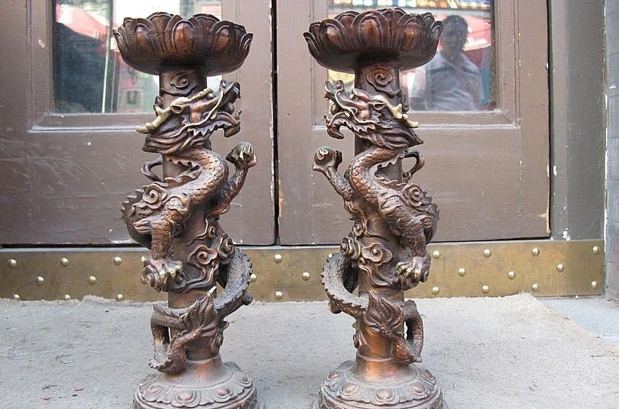 Free Shipping 15"China Red Bronze handwork carve Panlong Dragon candlestick statue A Pair 37CM
Free Shipping 15"China Red Bronze handwork carve Panlong Dragon candlestick statue A Pair 37CM
