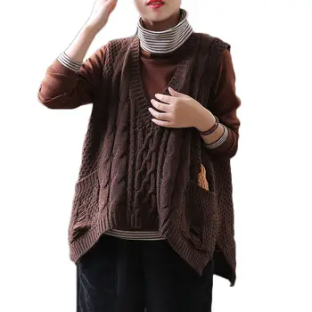 Fashion Twist Knitting Vest 2019 Autumn New Loose Large Size Asymmetric Jumper Female Casual V-neck Sleeveless Sweater Top f1002
Fashion Twist Knitting Vest 2019 Autumn New Loose Large Size Asymmetric Jumper Female Casual V-neck Sleeveless Sweater Top f1002