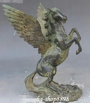 10" Old China Bronze Zodiac Year Fly Horse Horses Animal Success Running Statue
10" Old China Bronze Zodiac Year Fly Horse Horses Animal Success Running Statue