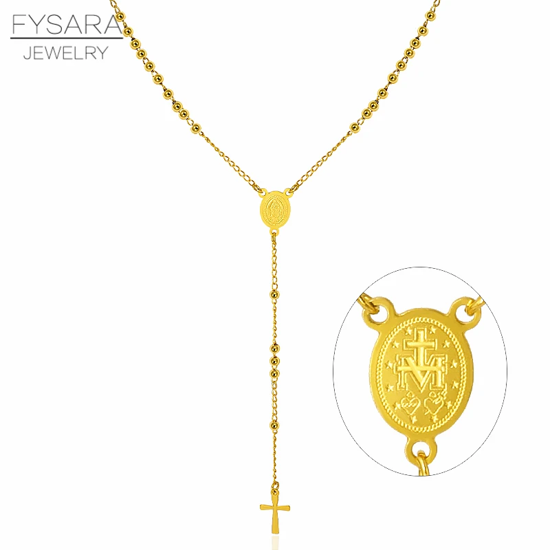FYSARA Stainless Steel 3MM Ball Beaded Necklace Pendant Cross Religion Jewelry Christian Catholicism Virgin Mary Long Necklace
FYSARA Stainless Steel 3MM Ball Beaded Necklace Pendant Cross Religion Jewelry Christian Catholicism Virgin Mary Long Necklace