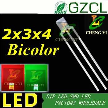 High bright 3mm Bicolor indicator led RED&Green 2x3x4mm led diode R2.0-2.2V G3.0-3.3V COMMON CATHODE
High bright 3mm Bicolor indicator led RED&Green 2x3x4mm led diode R2.0-2.2V G3.0-3.3V COMMON CATHODE