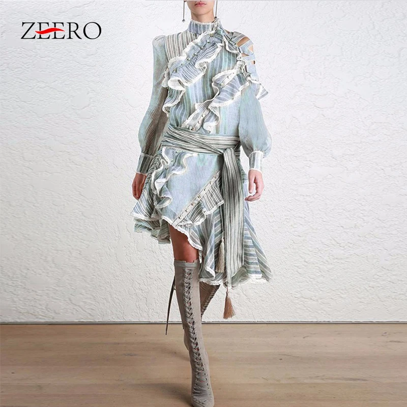 High-end Custom Off Shoulder Dress Female Striped Ruffles Patchwork Hollow Out Lantern Sleeve Lace Up Asymmetrical Fashion Tide
High-end Custom Off Shoulder Dress Female Striped Ruffles Patchwork Hollow Out Lantern Sleeve Lace Up Asymmetrical Fashion Tide