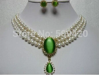 hot sell >>>>beautiful white pearl green cat-eyes stone earrings pendant necklace set
hot sell >>>>beautiful white pearl green cat-eyes stone earrings pendant necklace set