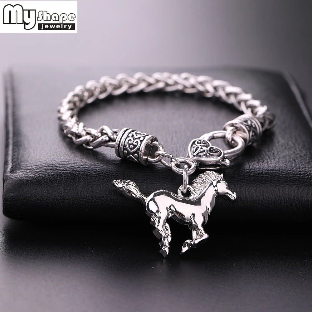 My Shape Silver Plated Fashion Thick Charm & Wheat Chain Bracelet Trendy Men Bracelets Bangle Horse Pendants Women Jewelry
My Shape Silver Plated Fashion Thick Charm & Wheat Chain Bracelet Trendy Men Bracelets Bangle Horse Pendants Women Jewelry