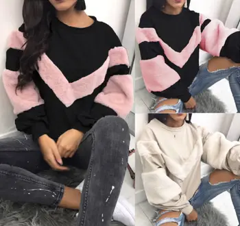 Fashion Women Long Sleeve Fluffy Patchwork Sweatshirt Casual Tops Jumper Pullover Sweatshirts for Lady
Fashion Women Long Sleeve Fluffy Patchwork Sweatshirt Casual Tops Jumper Pullover Sweatshirts for Lady