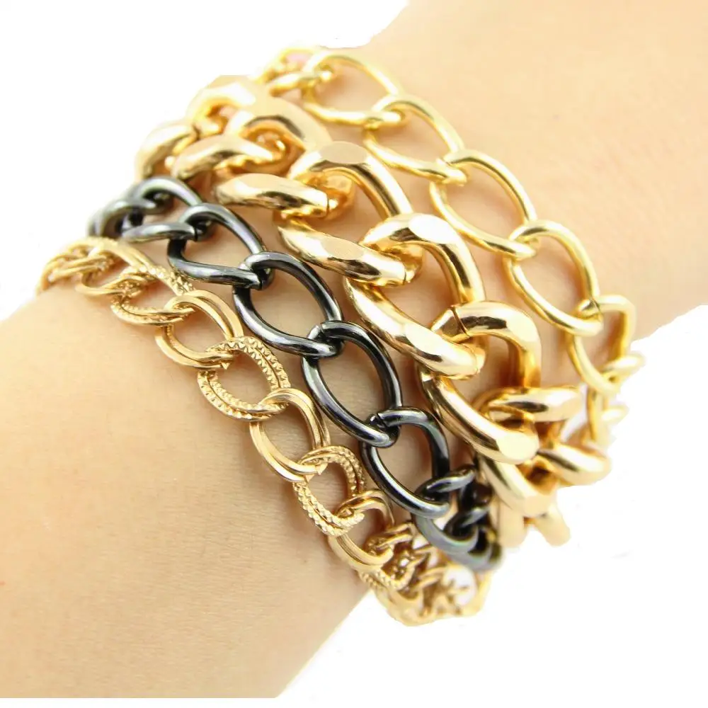 CirGen,Fashion Punk Rock Multi layer Gold Gun black plated Metal Mix Chain Bracelet Bangle Item For Women Jewelry,B54
CirGen,Fashion Punk Rock Multi layer Gold Gun black plated Metal Mix Chain Bracelet Bangle Item For Women Jewelry,B54