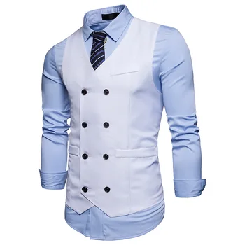 Casual Solid color Men's Double breasted Vest Suit Vest Men Classic male Slim Fit Formal Business Waistcoat Man
Casual Solid color Men's Double breasted Vest Suit Vest Men Classic male Slim Fit Formal Business Waistcoat Man