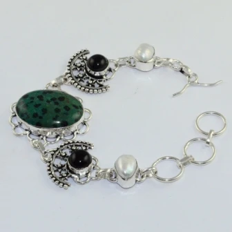 Dalmation Jaspers & Pearls & Black Onyx Silver Overlay on медный браслет, 20,5 см, B1593
Dalmation Jaspers & Pearls & Black Onyx Silver Overlay on медный браслет, 20,5 см, B1593