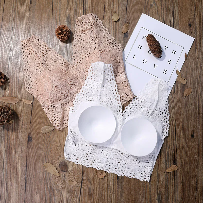 Description Picture 3 of itemWomen Flower Tank Top Bra Sexy Lace Floral Cami Bralette Crochet Vest Crop Top