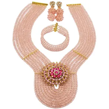 New Peach Crystal Costume Nigerian African Wedding Beads Jewelry Necklaces Set Bridal Beads Sets 8PD13
New Peach Crystal Costume Nigerian African Wedding Beads Jewelry Necklaces Set Bridal Beads Sets 8PD13