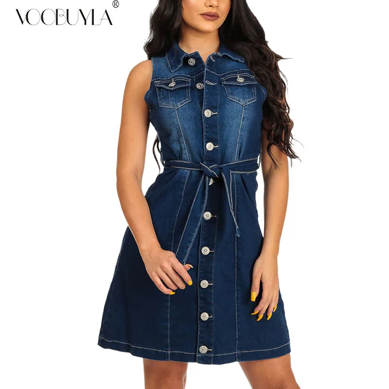 Voobuyla High Waist Sleeveless Denim Women Dresses Fashion Casual Sexy Bodycon Sashes Turn-down Collar Club Night Mini Dress
Voobuyla High Waist Sleeveless Denim Women Dresses Fashion Casual Sexy Bodycon Sashes Turn-down Collar Club Night Mini Dress