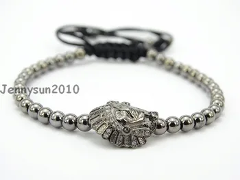 Indian Chief Head Clear Zircon Rhinestones Adjustable Macrame Yoga Handmade Bracelet Gunmetal Plated Unisex 5Strands / Pack
Indian Chief Head Clear Zircon Rhinestones Adjustable Macrame Yoga Handmade Bracelet Gunmetal Plated Unisex 5Strands / Pack