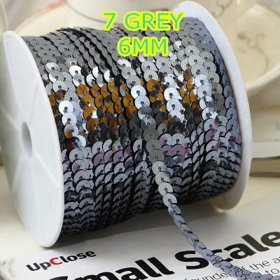 

100 Yards 6mm Round Sequin Trim, Sold per Packet of 1 Roll(100 Yards)-7 Grey
