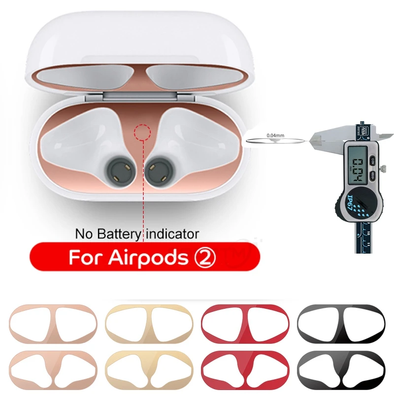 Металлическая Наклейка для защиты от пыли Airpods 2 защитная наклейка Apple гарнитура