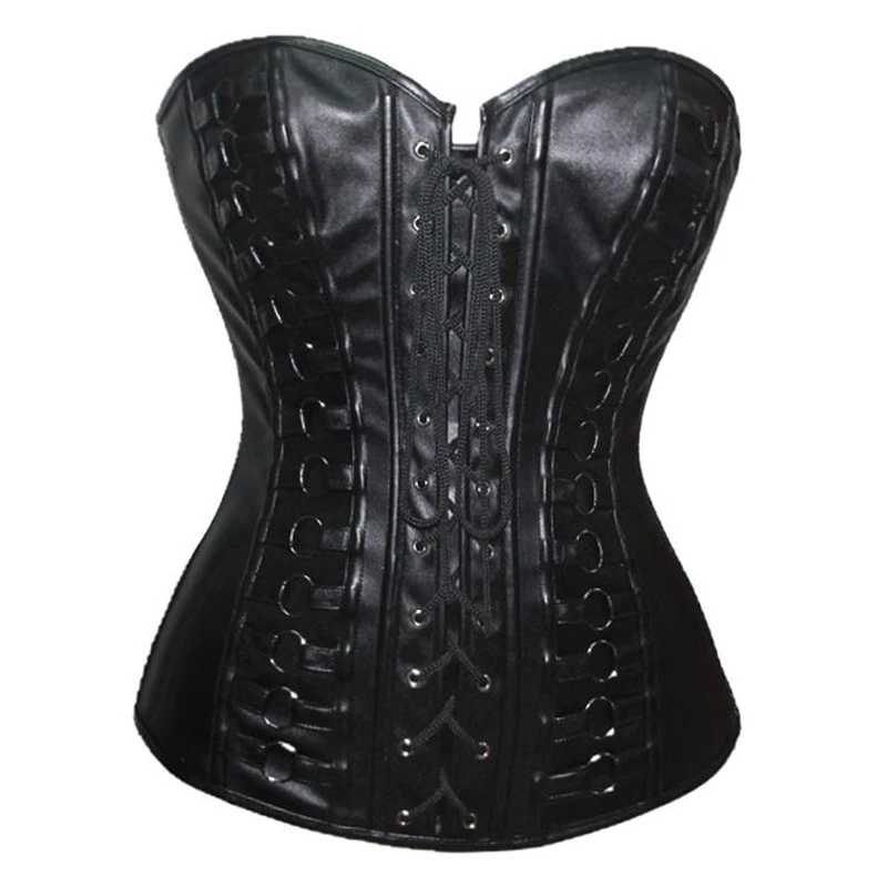 Gothic Black Leather Waist Trainer Steel Boned Corset Overbust Lace Up Steampunk Corsets And Bustiers Sexy Zipper Corset Top
Gothic Black Leather Waist Trainer Steel Boned Corset Overbust Lace Up Steampunk Corsets And Bustiers Sexy Zipper Corset Top