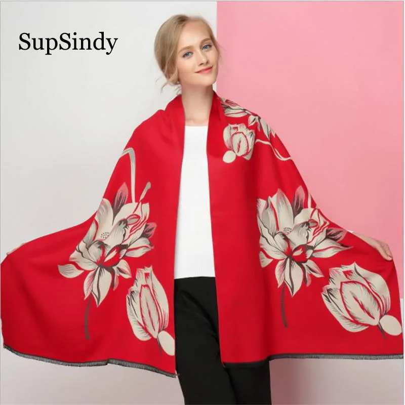 SupSindy Winter scarf Thick soft warm Cashmere wool scarf for women sided luxury brand Lotus Flowers Shawl Scarves high quality
SupSindy Winter scarf Thick soft warm Cashmere wool scarf for women sided luxury brand Lotus Flowers Shawl Scarves high quality