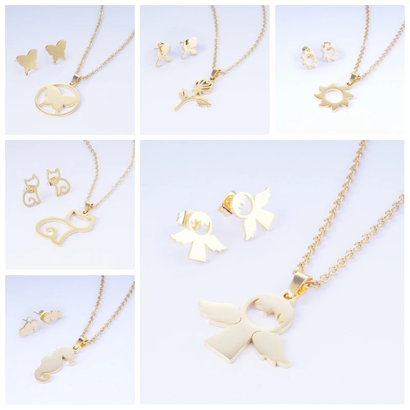 Yunkingdom 2019 New Jewelry Fashion Wings Butterfly Stainless Steel Pendant Necklace Earrings for Women Indian Jewelry Sets
Yunkingdom 2019 New Jewelry Fashion Wings Butterfly Stainless Steel Pendant Necklace Earrings for Women Indian Jewelry Sets