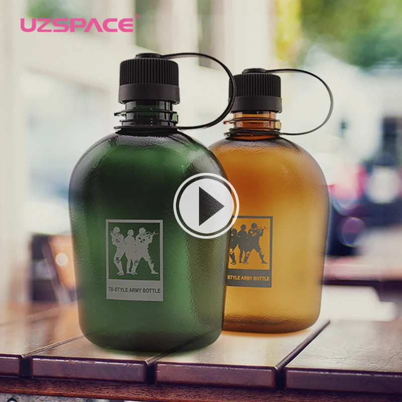 Фото UZSPACE 500ml Water Bottle Military style Suitable for Men's Outdoor Climbing Sport Portable Kettle Eco-friendly Tritan BPA Free | Дом и