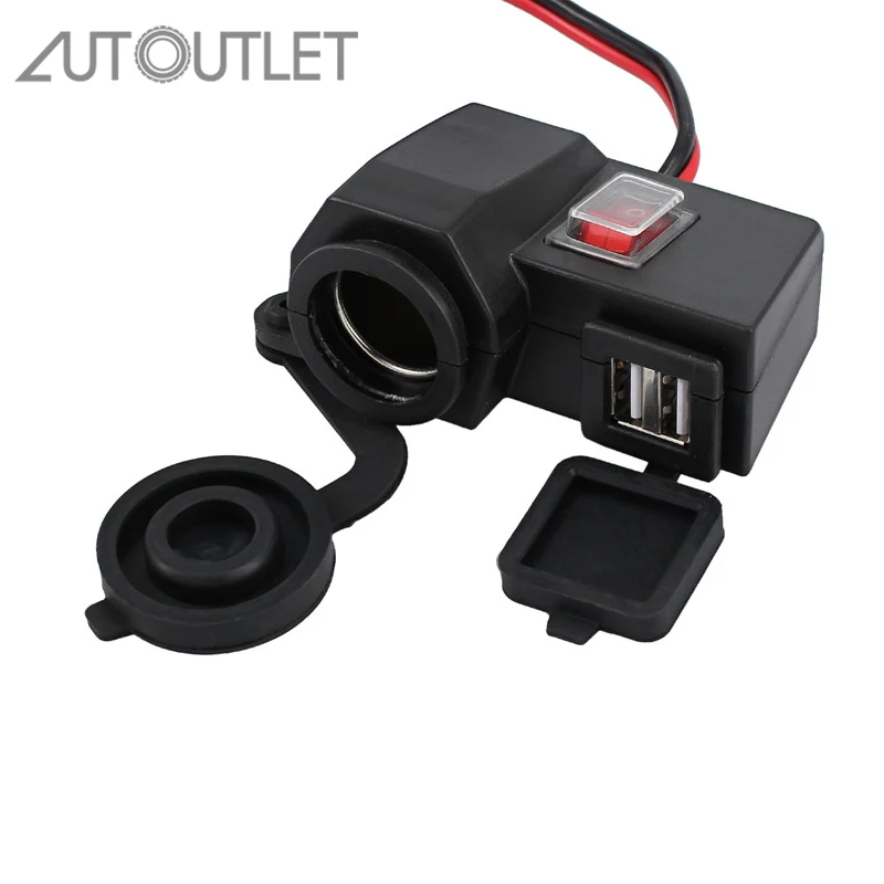 AUTOUTLET 2in1 Motorcycle Car Dual USB Cigarette Lighter Waterproof Power Port Outlet Socket Kit For Iphone Android 12V DC 2.1A
AUTOUTLET 2in1 Motorcycle Car Dual USB Cigarette Lighter Waterproof Power Port Outlet Socket Kit For Iphone Android 12V DC 2.1A