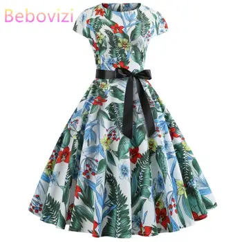 Bebovizi Women 2019 Summer New Style Flower Leaves Print Vintage Plus Size Bandage Dress Casual Office Elegant Short Vestidos
Bebovizi Women 2019 Summer New Style Flower Leaves Print Vintage Plus Size Bandage Dress Casual Office Elegant Short Vestidos