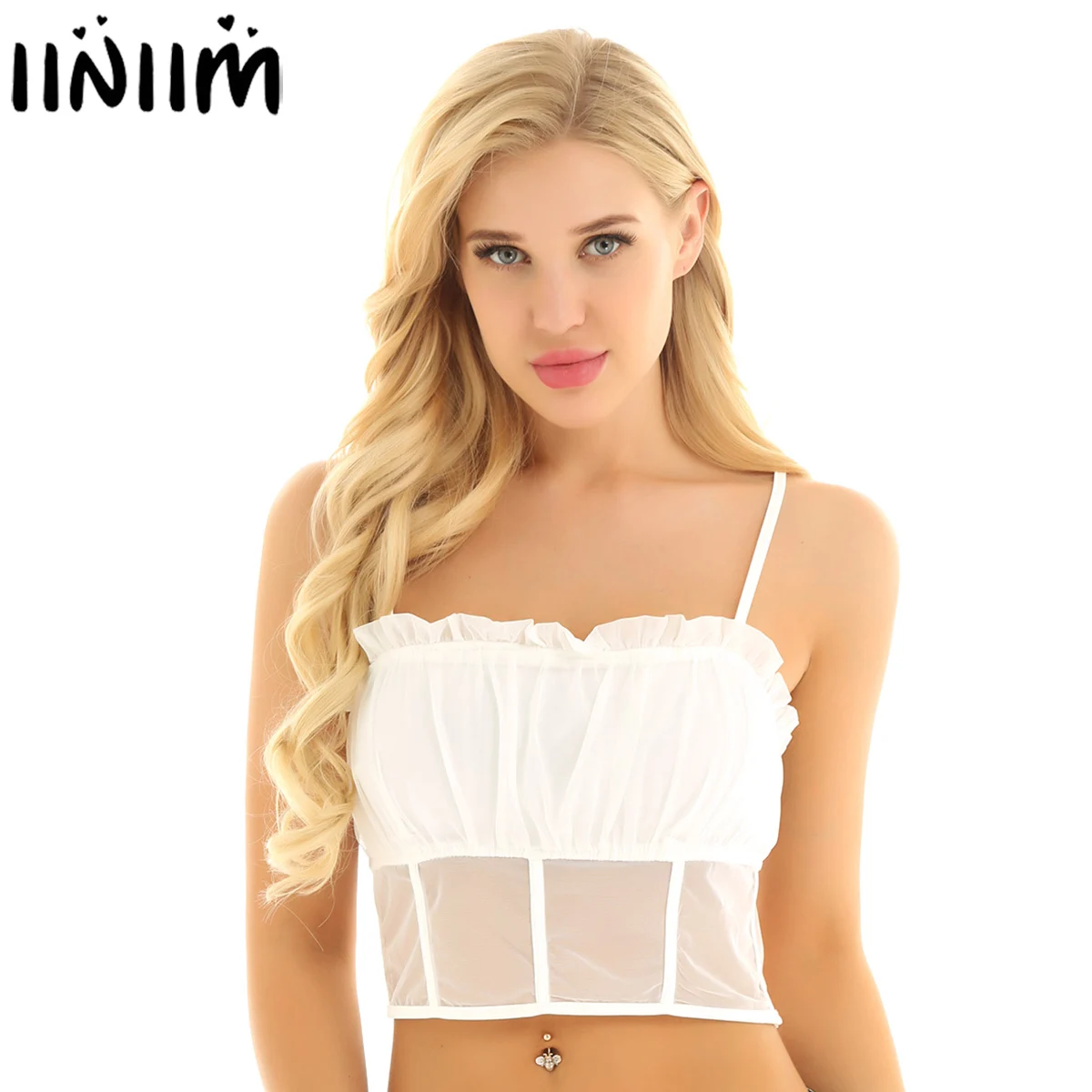 iiniim Womens Femme Summer Camis Basic Party Spaghetti Shoulder Straps Ruffles Mesh Patchwork Tight Tank Top with Skirt or Jeans
iiniim Womens Femme Summer Camis Basic Party Spaghetti Shoulder Straps Ruffles Mesh Patchwork Tight Tank Top with Skirt or Jeans