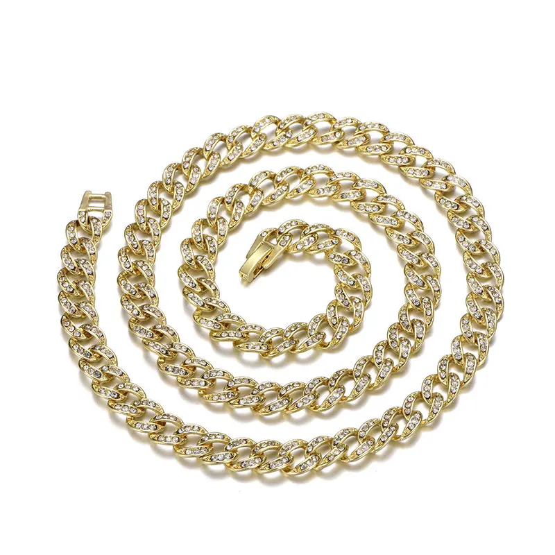 9 мм ледяной Bling Rhinestone хрустальное ожерелье золотые цветные цепи отделка Майами
