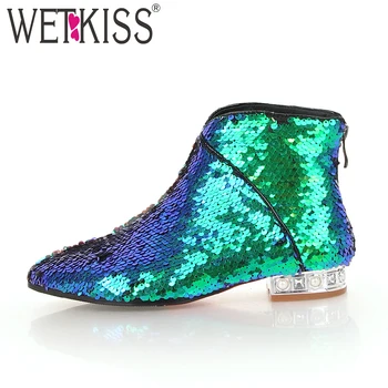 WETKISS Winter Ankle Women Boot Bling Pointed Toe Short Plush Crystal Footwear Female Boots Low Heels Sequin Shoes Women 2020
WETKISS Winter Ankle Women Boot Bling Pointed Toe Short Plush Crystal Footwear Female Boots Low Heels Sequin Shoes Women 2020