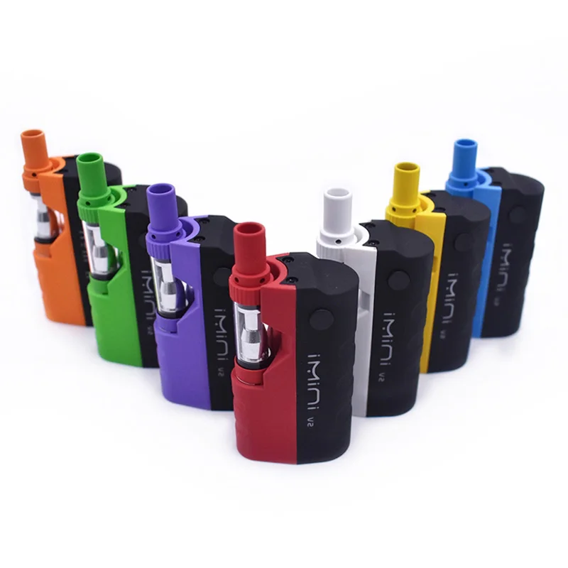 

New Imini V2 650mAh Battery Thick Oil Kit 510 Thread Box Mod 0.5ml 1.0ml Imini II Tank Cartridge Vaporizer Kits Imini V1 Upgrade