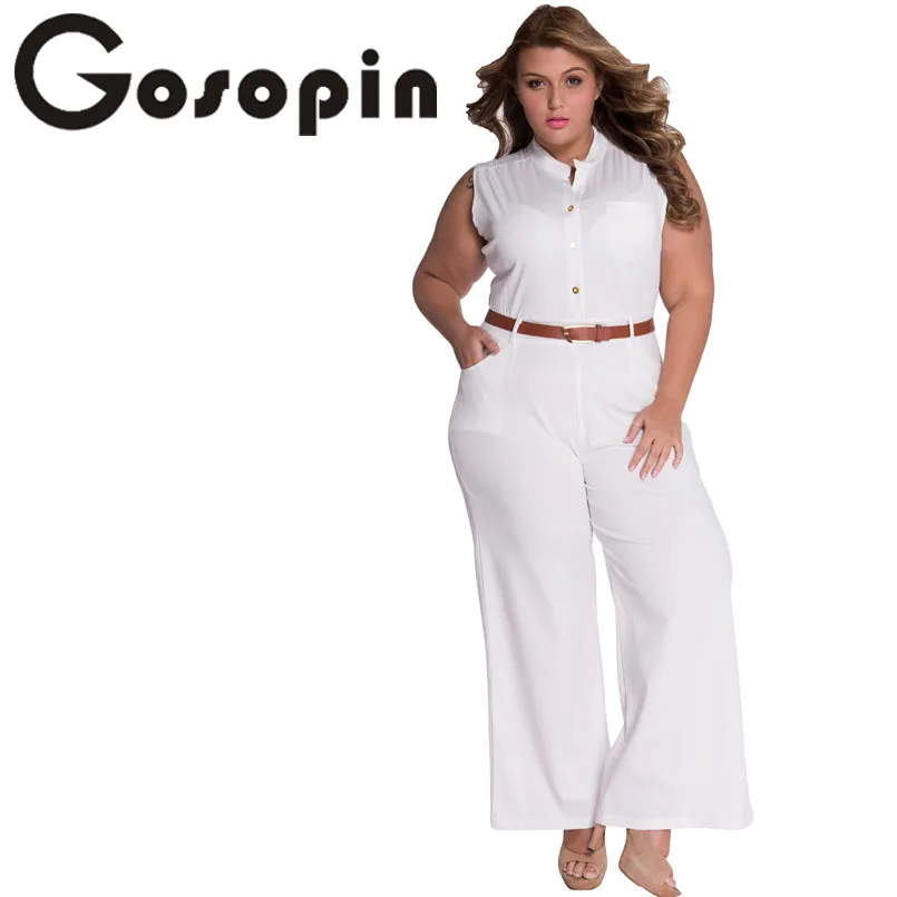 Gosopin Fashion Big Women Sleeveless White Belted Wide Leg Jumpsuit Combinaison Femme LC60932 Sexy Overalls Macacao Long Pant
Gosopin Fashion Big Women Sleeveless White Belted Wide Leg Jumpsuit Combinaison Femme LC60932 Sexy Overalls Macacao Long Pant