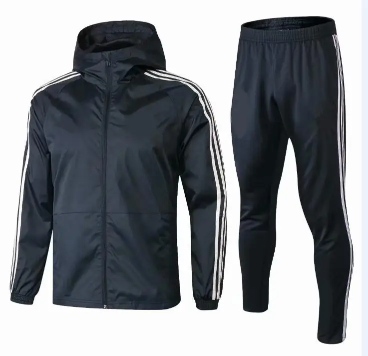 Black winter windbreaker men's football club windbreaker plus velvet thick windbreaker