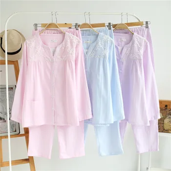 Cute Women's Sleep Lounge Lace Pajamas Sets Cotton Yukata Bathrobe Loose Top and Pants Girl Nightgown Sleepwear Homewear Pyjamas
Cute Women's Sleep Lounge Lace Pajamas Sets Cotton Yukata Bathrobe Loose Top and Pants Girl Nightgown Sleepwear Homewear Pyjamas