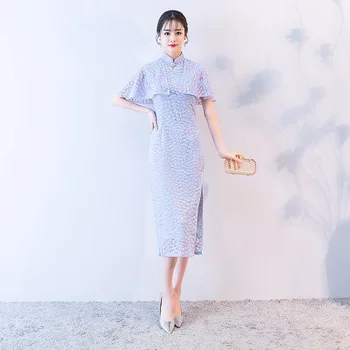 Summer Lace Sexy High Slits Cheongsam Plus Size 3XL Lady Vintage Long Slim Qipao New Blue Traditional Chinese Women Dress
Summer Lace Sexy High Slits Cheongsam Plus Size 3XL Lady Vintage Long Slim Qipao New Blue Traditional Chinese Women Dress