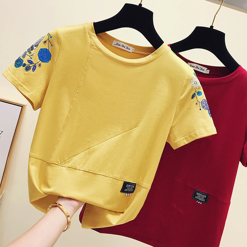 gkfnmt 2019 Women Summer T-Shirt Fashion Tshirt 100% Cotton Short Sleeve Floral Tops Plus Size High Quality Korea Style Clothes
gkfnmt 2019 Women Summer T-Shirt Fashion Tshirt 100% Cotton Short Sleeve Floral Tops Plus Size High Quality Korea Style Clothes