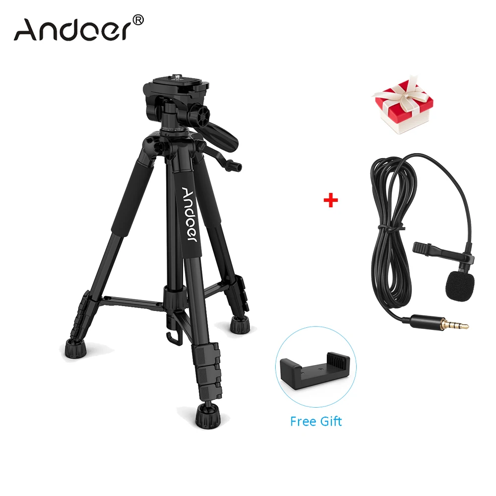 Andoer TTT-663N 57.5in Travel Lightweight Camera Tripod for Video Shooting for DSLR Camcorder Carry Bag Phone Clamp W/ Mini Mic
Andoer TTT-663N 57.5in Travel Lightweight Camera Tripod for Video Shooting for DSLR Camcorder Carry Bag Phone Clamp W/ Mini Mic