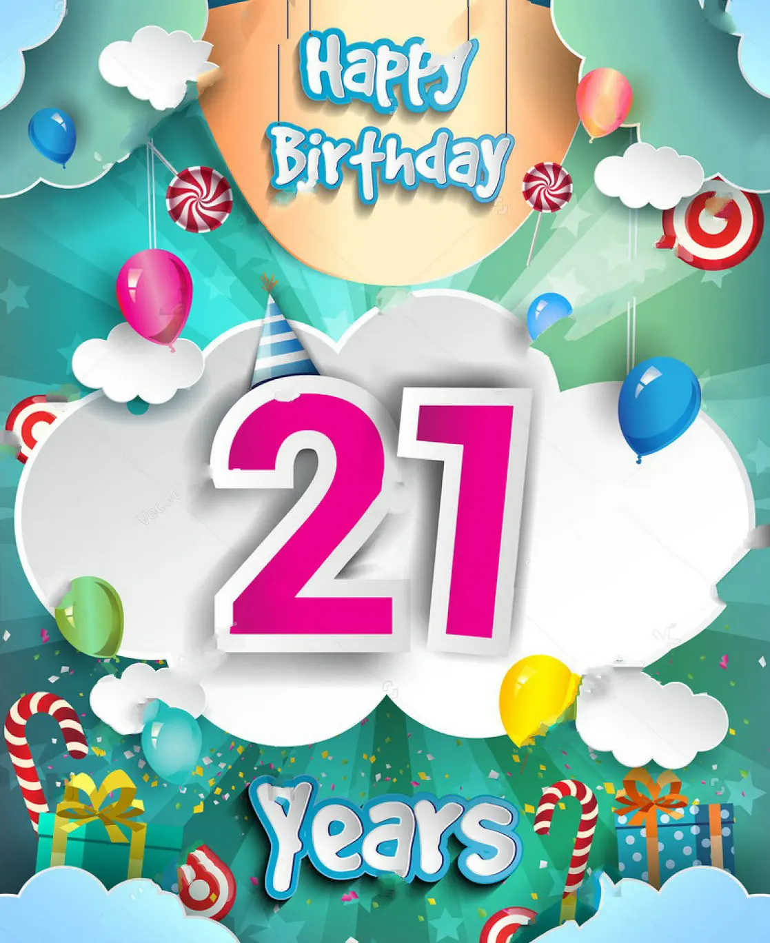 Фото 21 день рождения облака Подарочная коробка воздушные шары свеча - купить