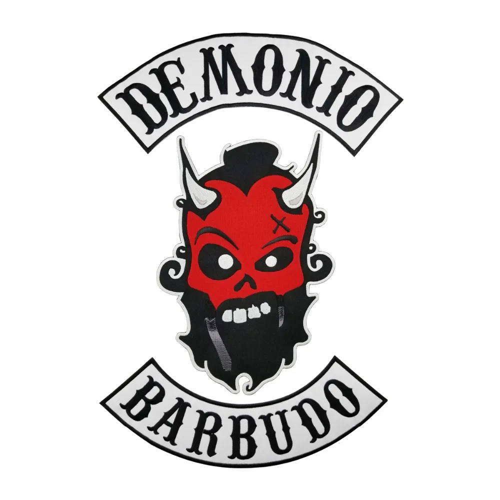 Demonio Barbudo Red Devil Iron On Patches For Clothing Full Back Patch Punk Biker Jacket Vest Custom Design (2)