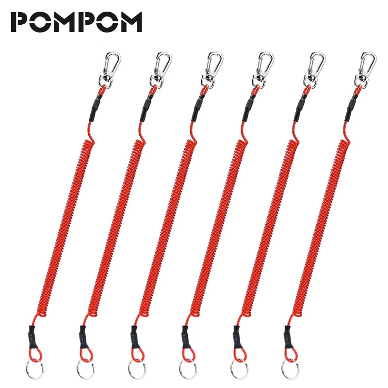 

6PCS/lot Fashion Key chain Ring for fishing Coil Lanyard Coil Cord Stretch Tether Clasp Hook Coil Keychain Motorcycles and Cars