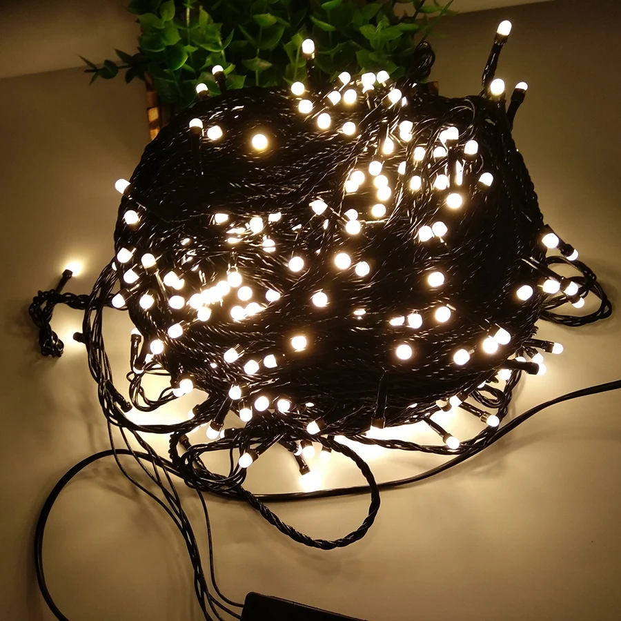 100M 500 LED Christmas String Light Black Wire Outdoor Fairy Garland Garden Patio Holiday Xmas Tree Twinkle Star | Лампы и освещение