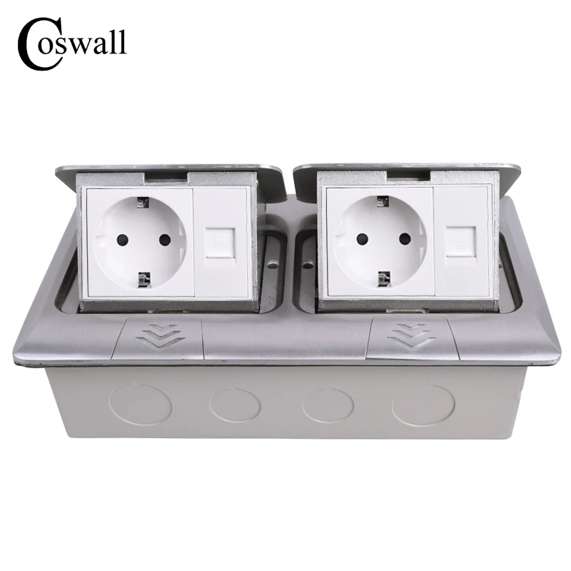 COSWALL All Aluminum Panel Pop Up Floor Socket EU Standard Power Double Outlet With Double RJ45 Internet Jack
COSWALL All Aluminum Panel Pop Up Floor Socket EU Standard Power Double Outlet With Double RJ45 Internet Jack